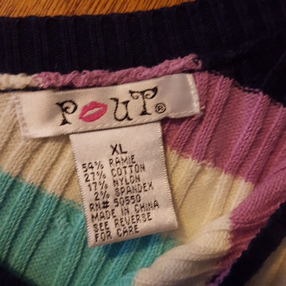 Nwot Pout Stripped Sweater XL - Picture 2 of 4